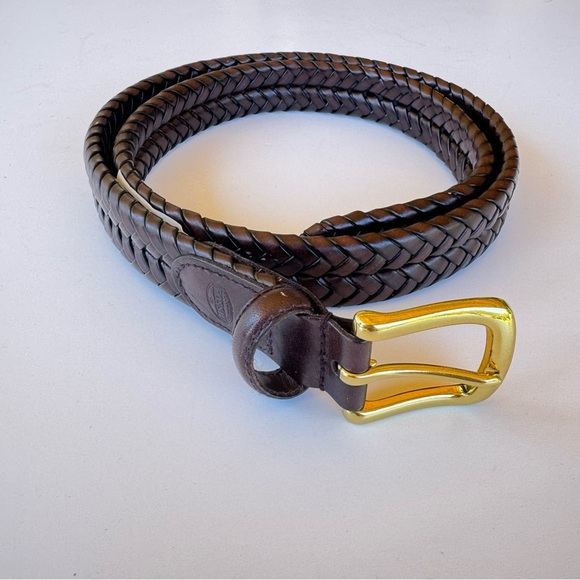 Fossil Brown Maddox Braided Leather Belt with Gold Buckle size 38 - Picture 2 of 10